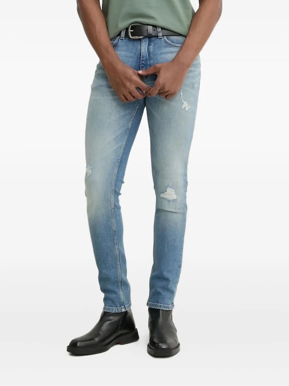 HUGO distressed skinny-leg jeans Blauw
