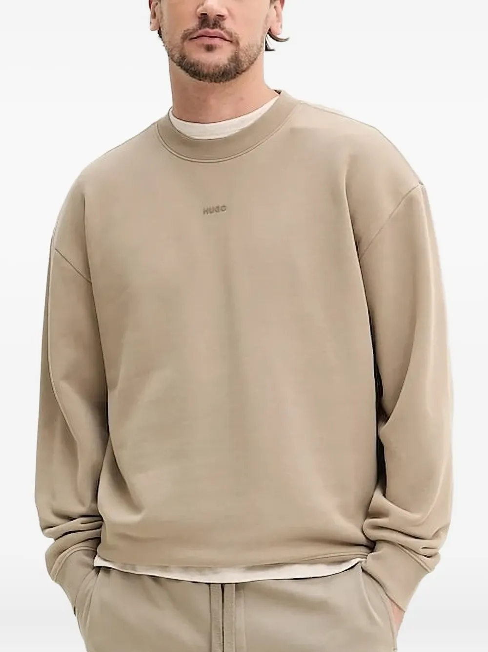 HUGO Sweater met logodetail Bruin