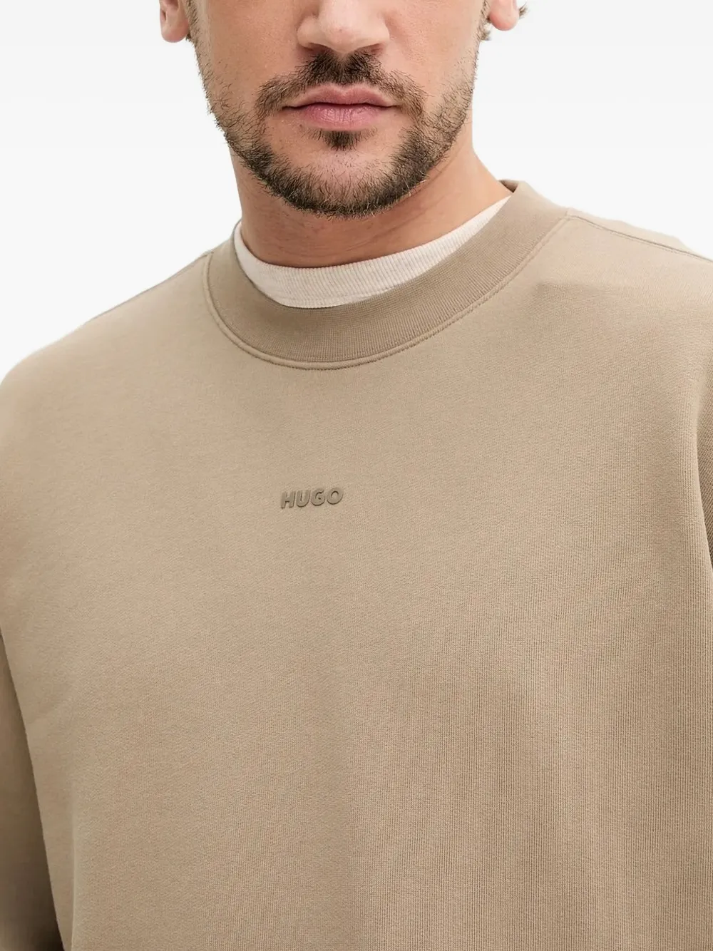 HUGO Sweater met logodetail Bruin