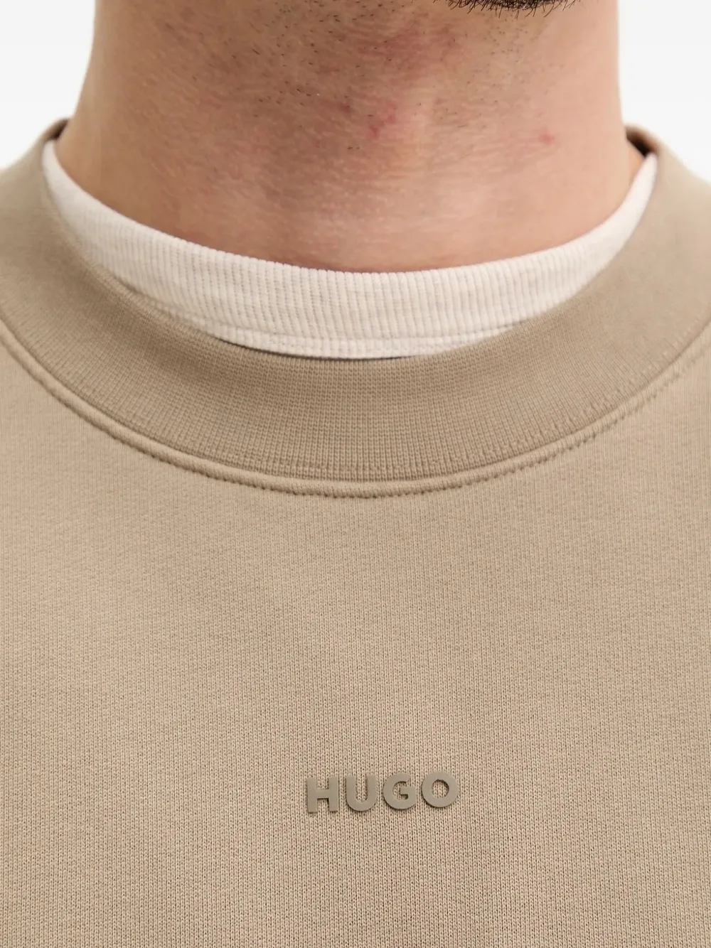 HUGO Sweater met logodetail Bruin