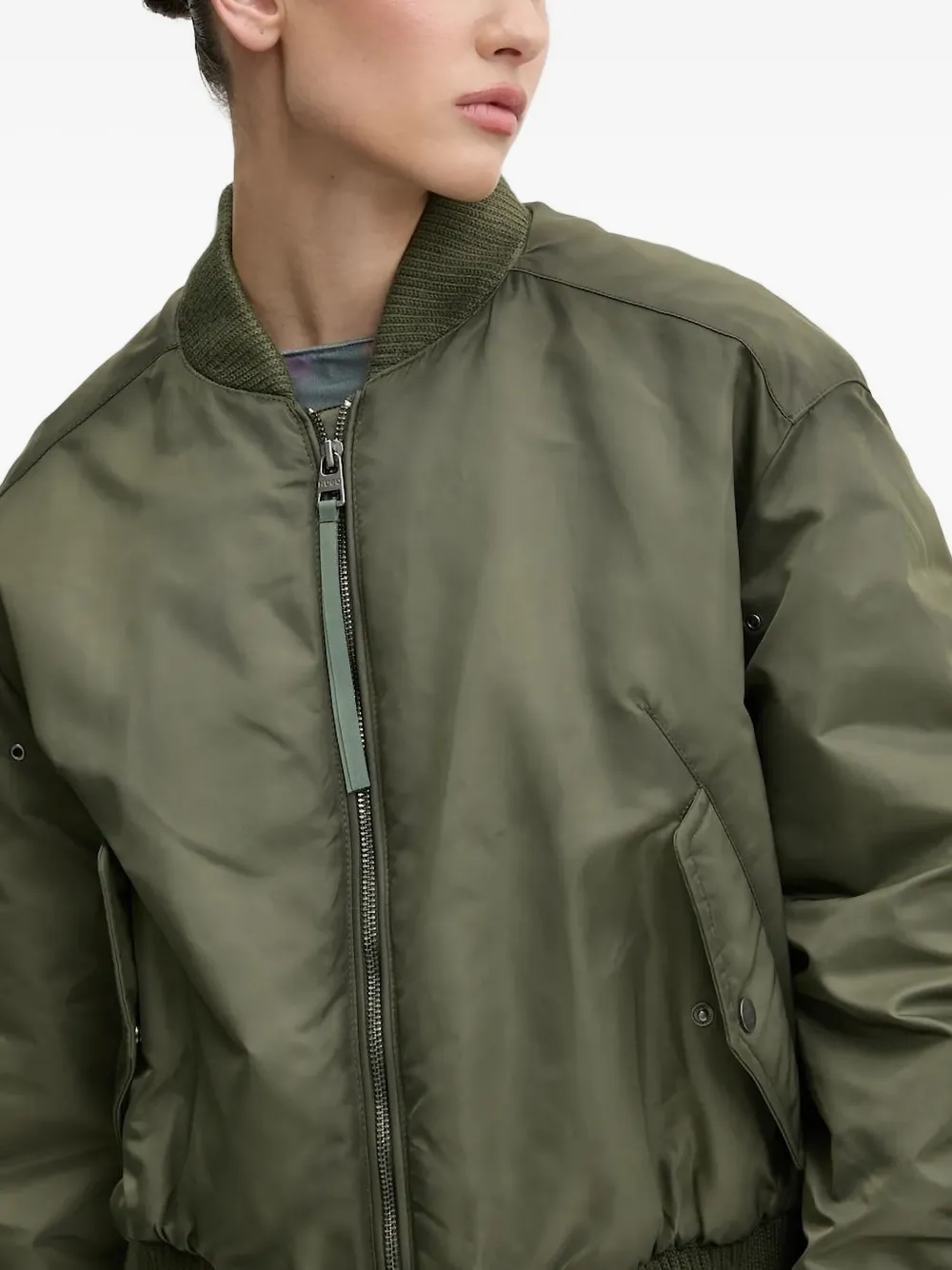Hugo Boss Ribbed-cuff Jacket In Green