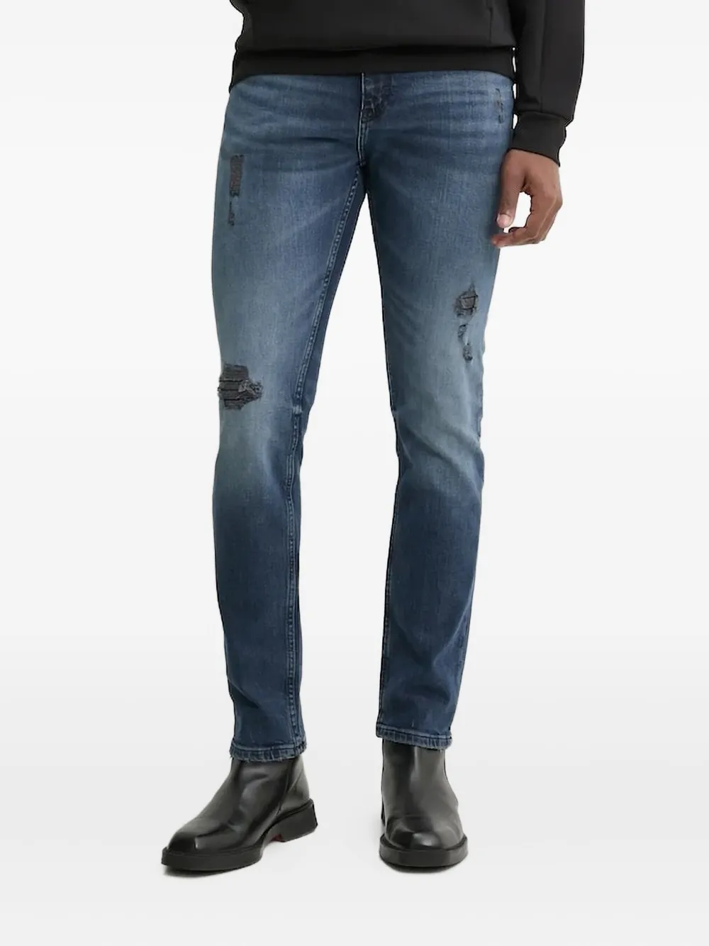 HUGO distressed skinny jeans Blauw