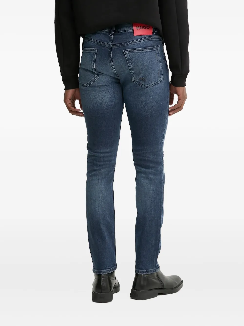 HUGO distressed skinny jeans Blauw