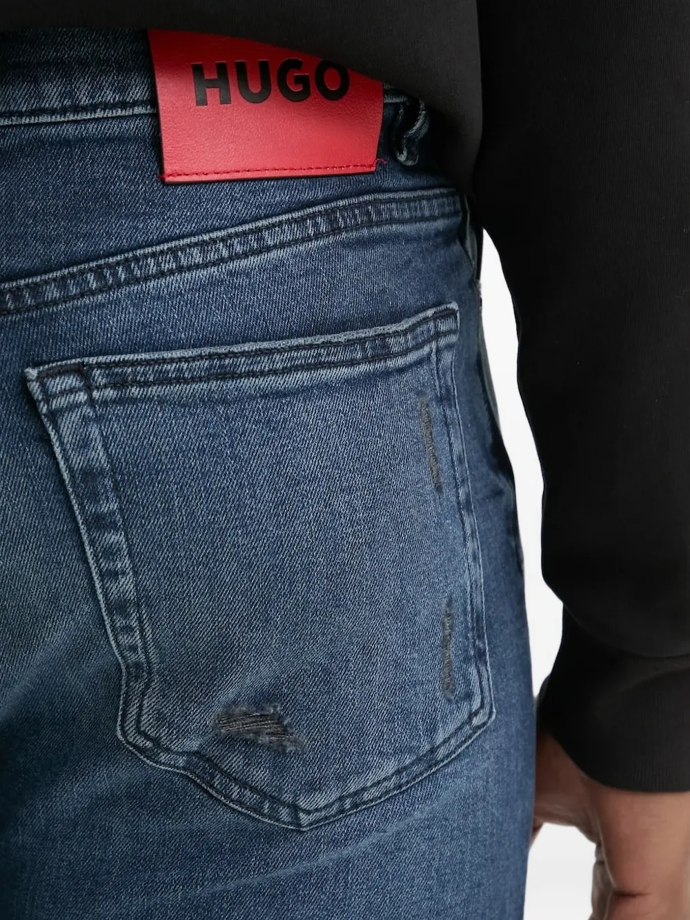 HUGO distressed skinny jeans Blauw