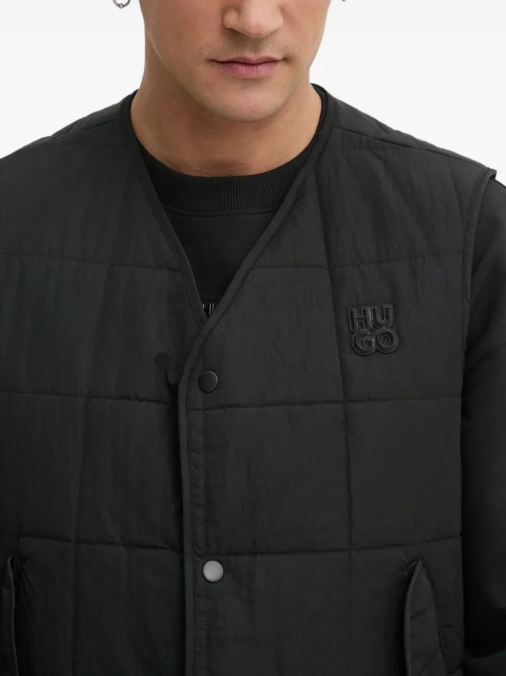 HUGO Hemd met logopatch Zwart