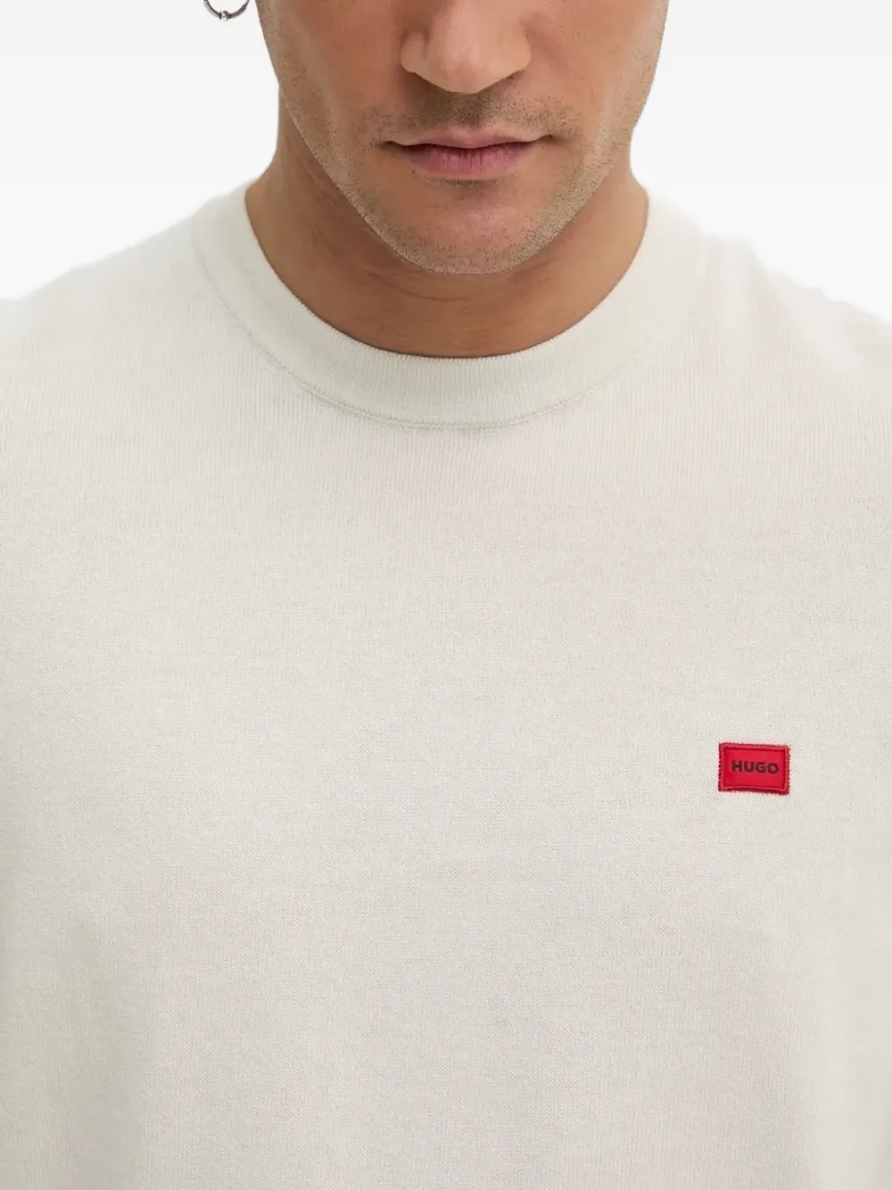 HUGO Sweater met logopatch Wit