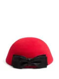 Valentino Garavani VLOGO SIGNATURE HAT IN LAPIN FABRIC WITH SATIN BOW - Red