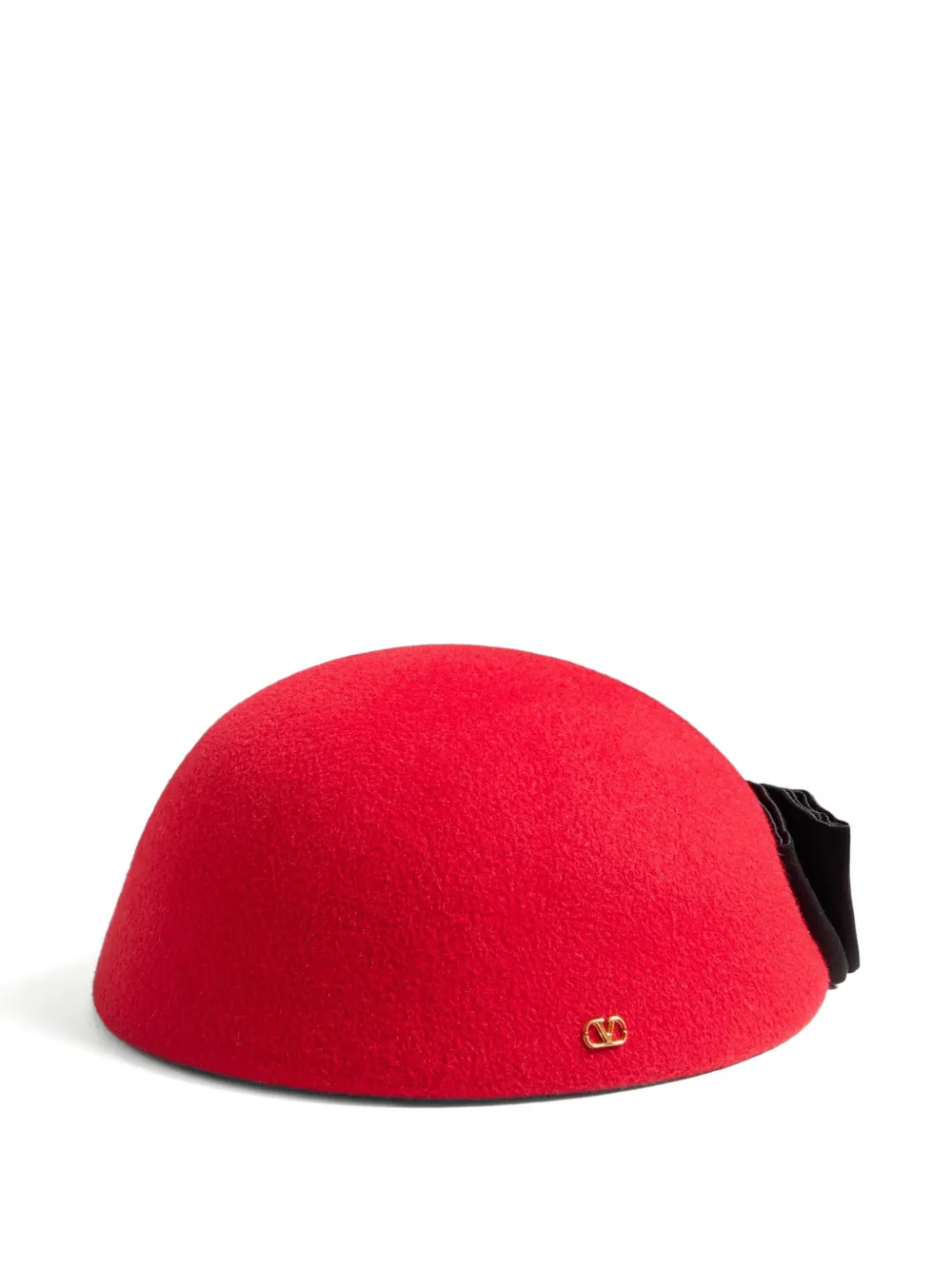  Valentino Garavani Vlogo Signature Hat In Lapin-fabric With Satin-bow - Red 