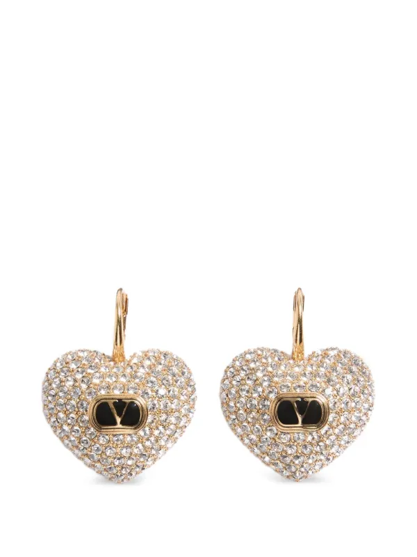 Valentino Garavani Coeur Royal Metal, Enamel and Swarovski® Crystal Earrings in Gold