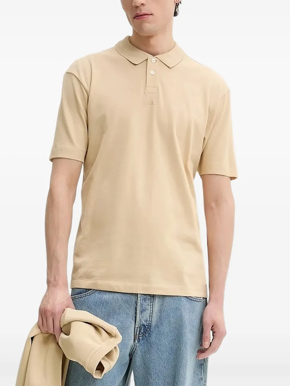 HUGO Poloshirt met logo Beige
