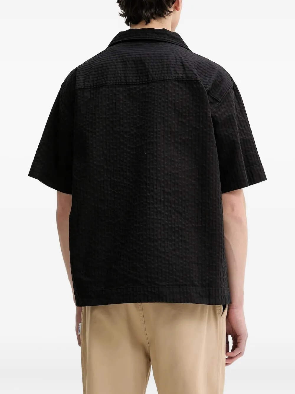 HUGO seersucker shirt Zwart