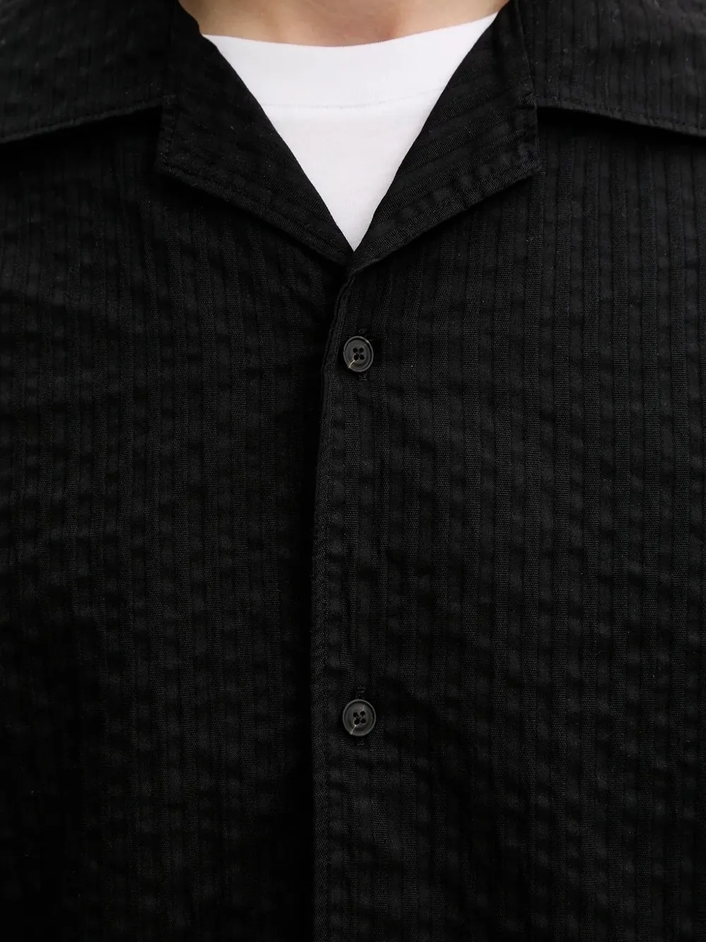 HUGO seersucker shirt Zwart