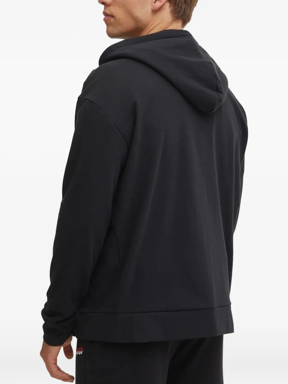 HUGO Hoodie met logoprint en rits Zwart
