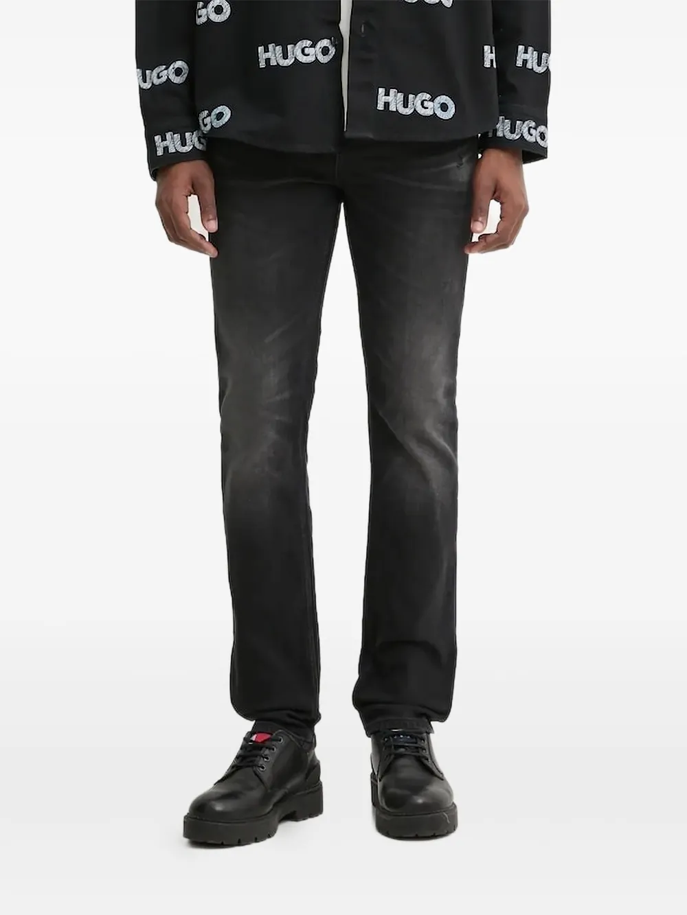 HUGO faded-effect jeans Zwart