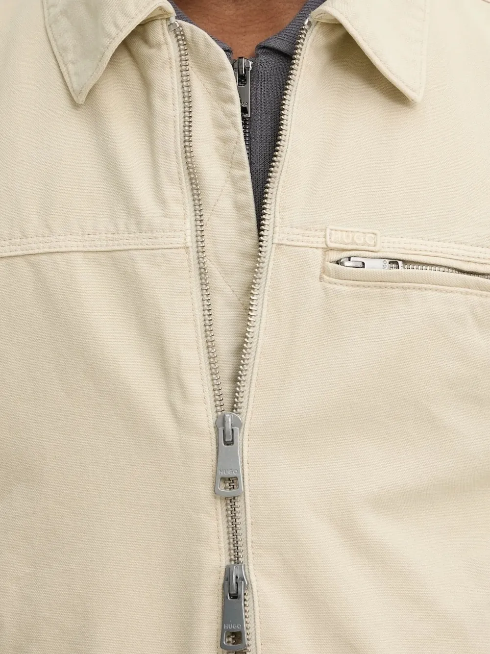Hugo Boss Regular-fit Padded Jacket In Cotton Canvas In Neutral