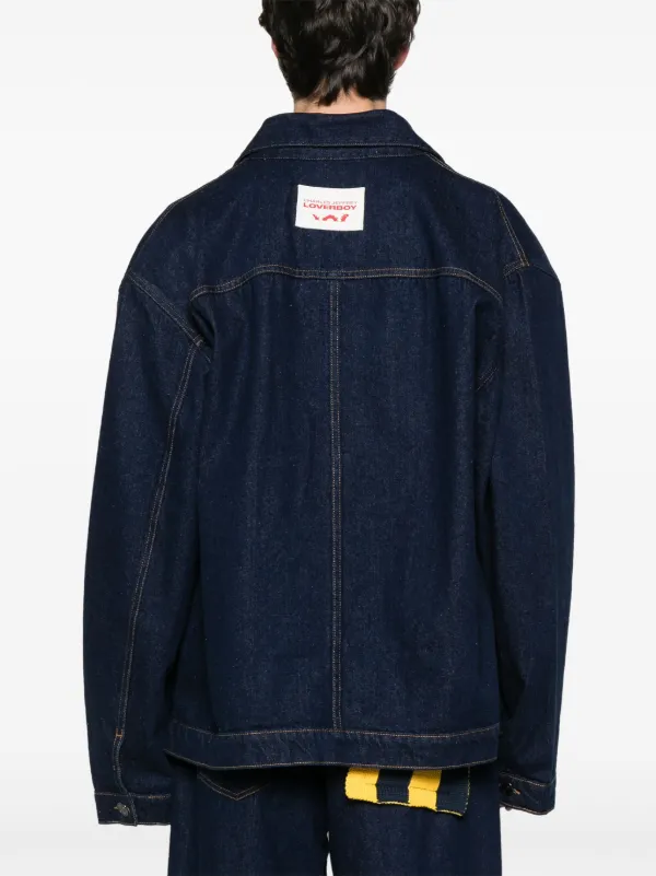 Charles Jeffrey Loverboy Jaqueta Jeans Com Patch De Tricô | Azul