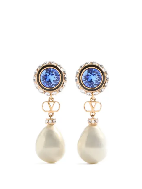 Valentino Garavani Vlogo Signature earrings in metal enamel pearls and crystals