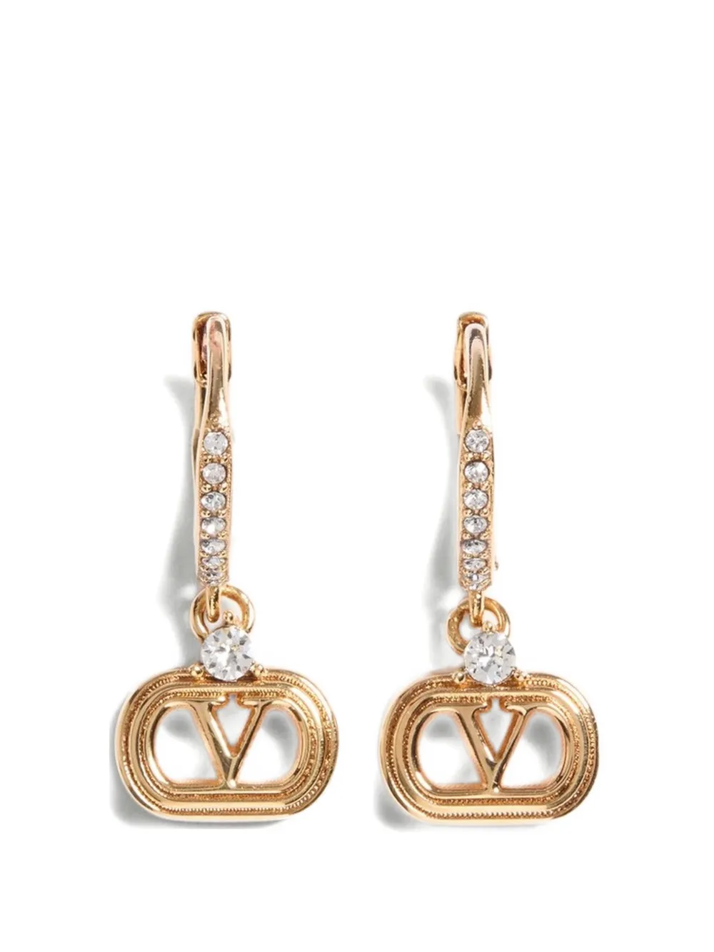 Valentino Garavani OVAL METAL EARRINGS WITH SWAROVSKI® CRYSTALS - Oro