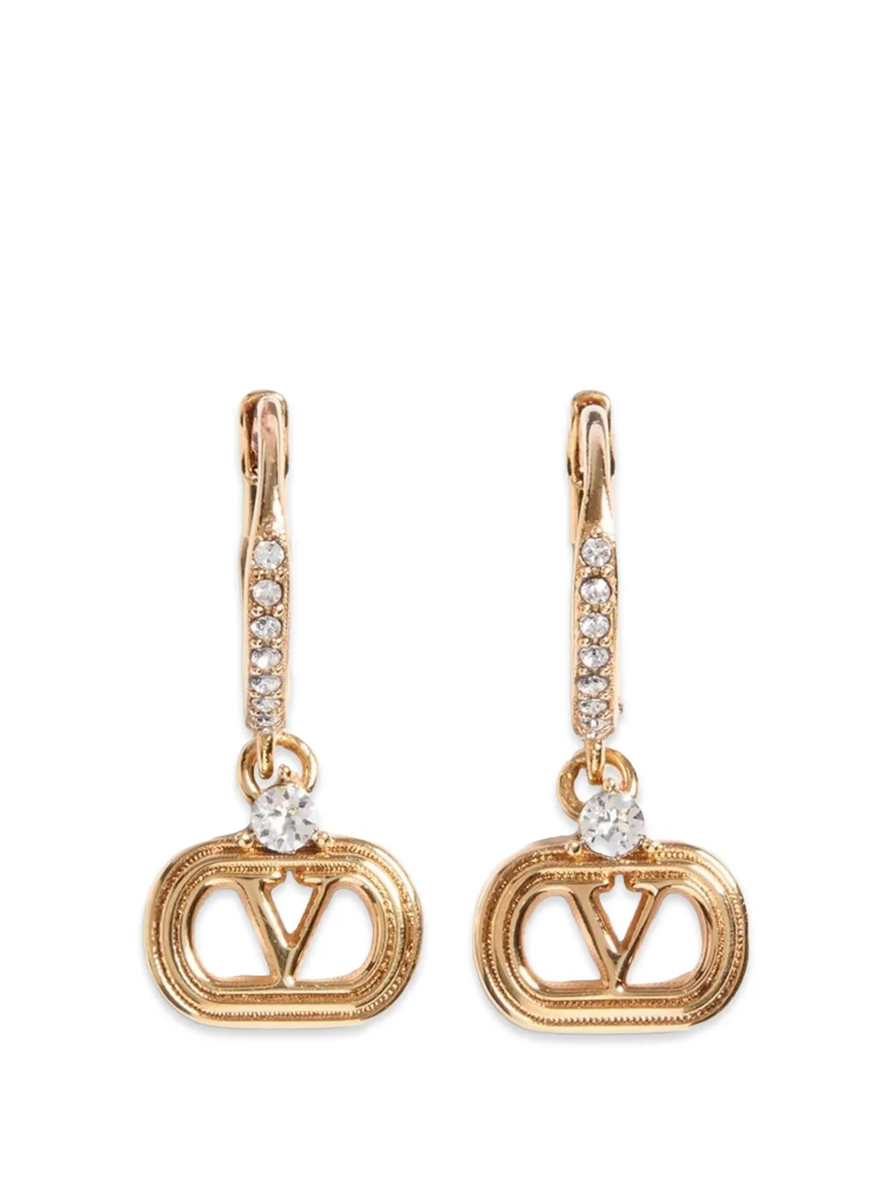 Valentino Garavani OVAL METAL EARRINGS WITH SWAROVSKI® CRYSTALS - Oro