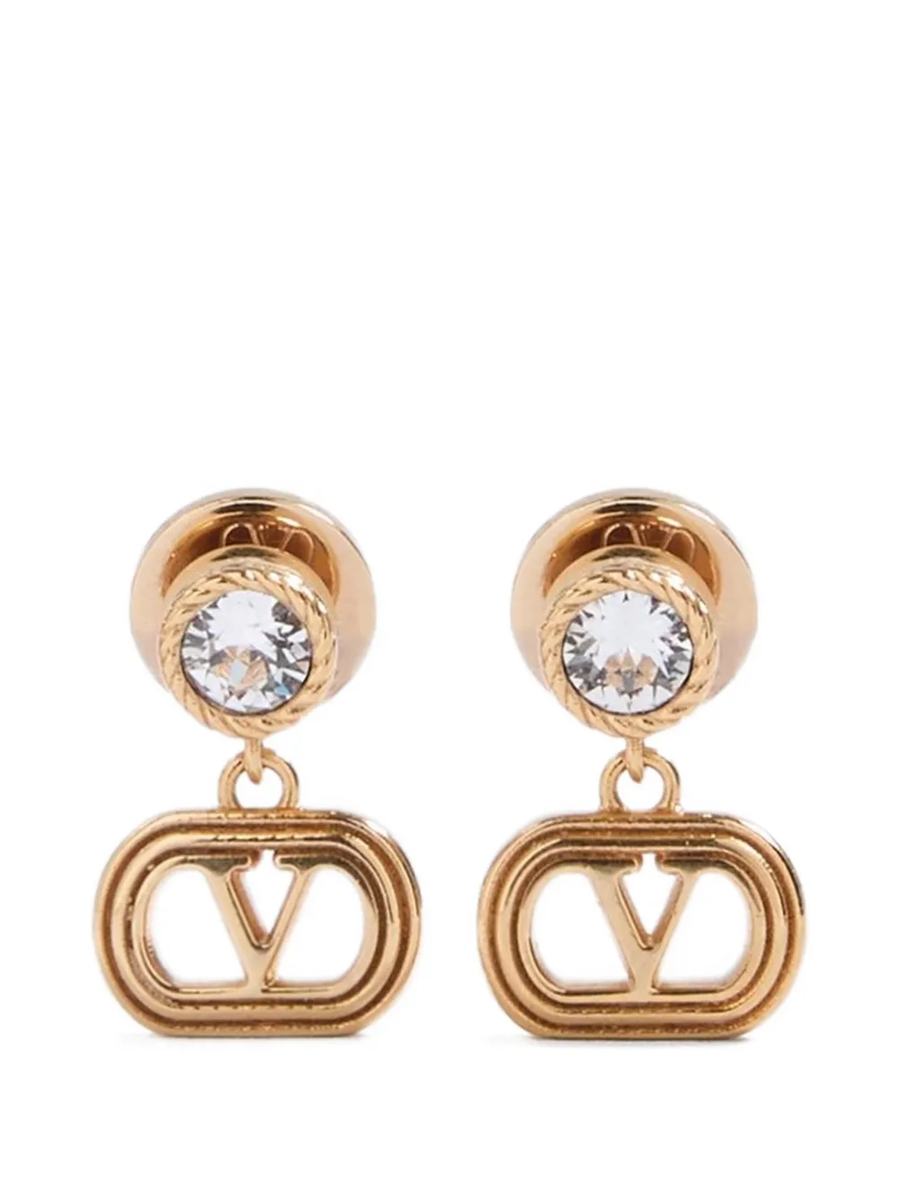 Valentino Garavani OVAL METAL EARRINGS WITH SWAROVSKI® CRYSTALS - Oro