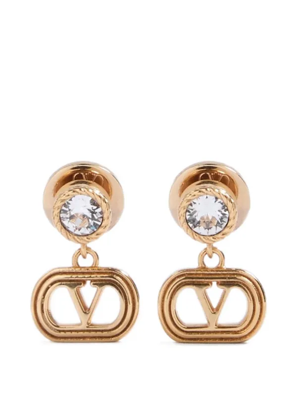 Valentino Garavani Vロゴ Ovalette クリスタル ピアス | ゴールド