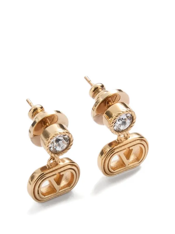 Valentino Garavani Vロゴ Ovalette クリスタル ピアス | ゴールド