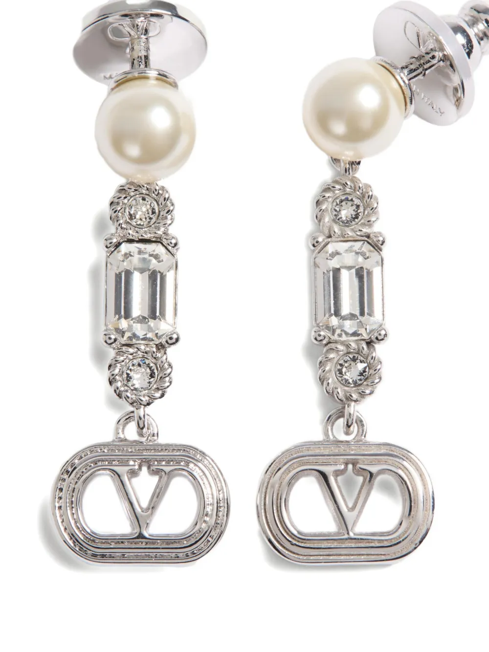 Ovalette metal, pearl and Swarovski® crystal earrings