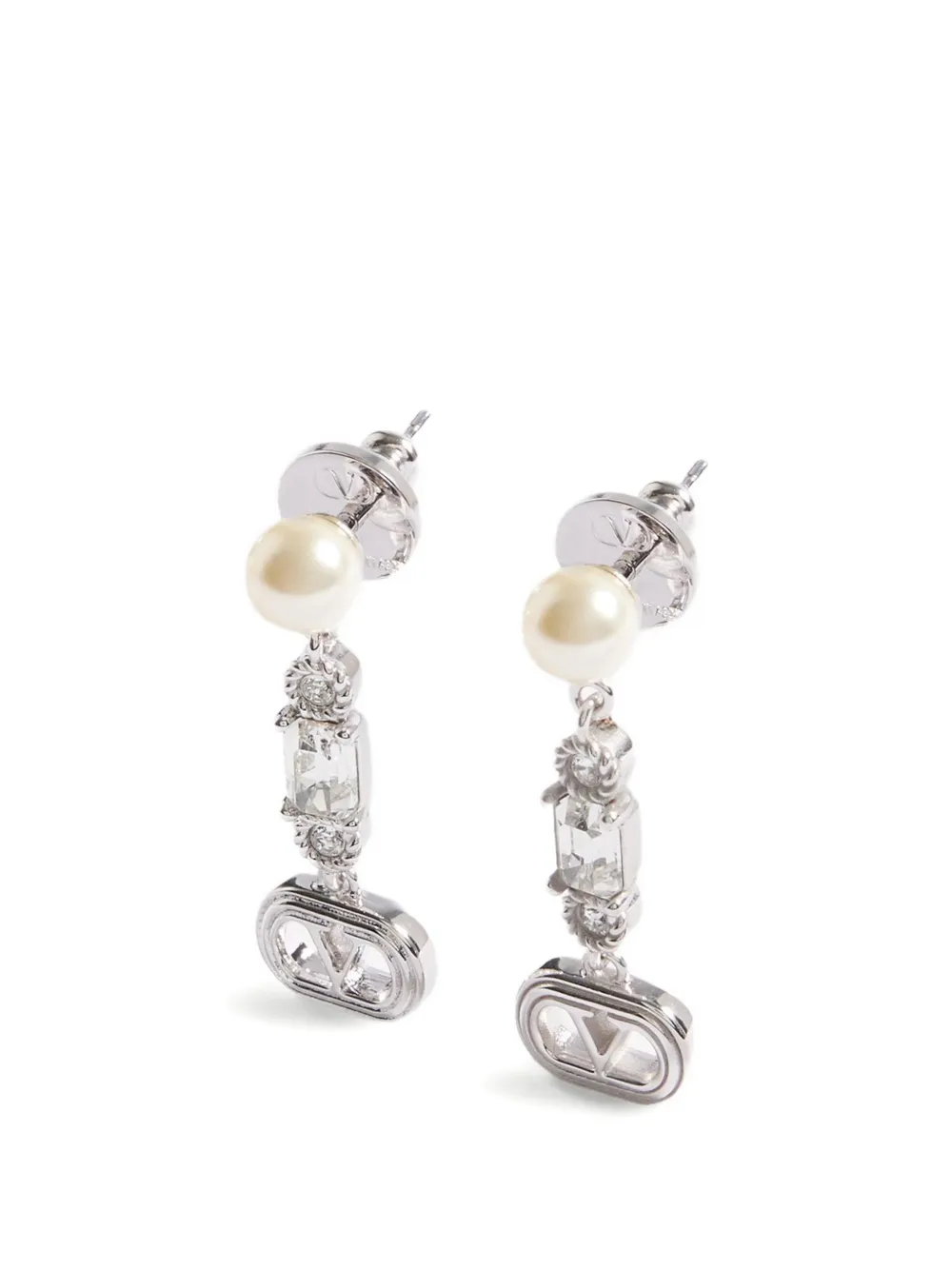 Ovalette metal, pearl and Swarovski® crystal earrings