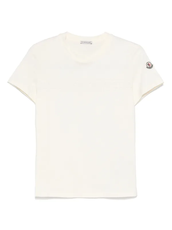 Moncler Embroidered-logo Cotton T-shirt in Neutrals
