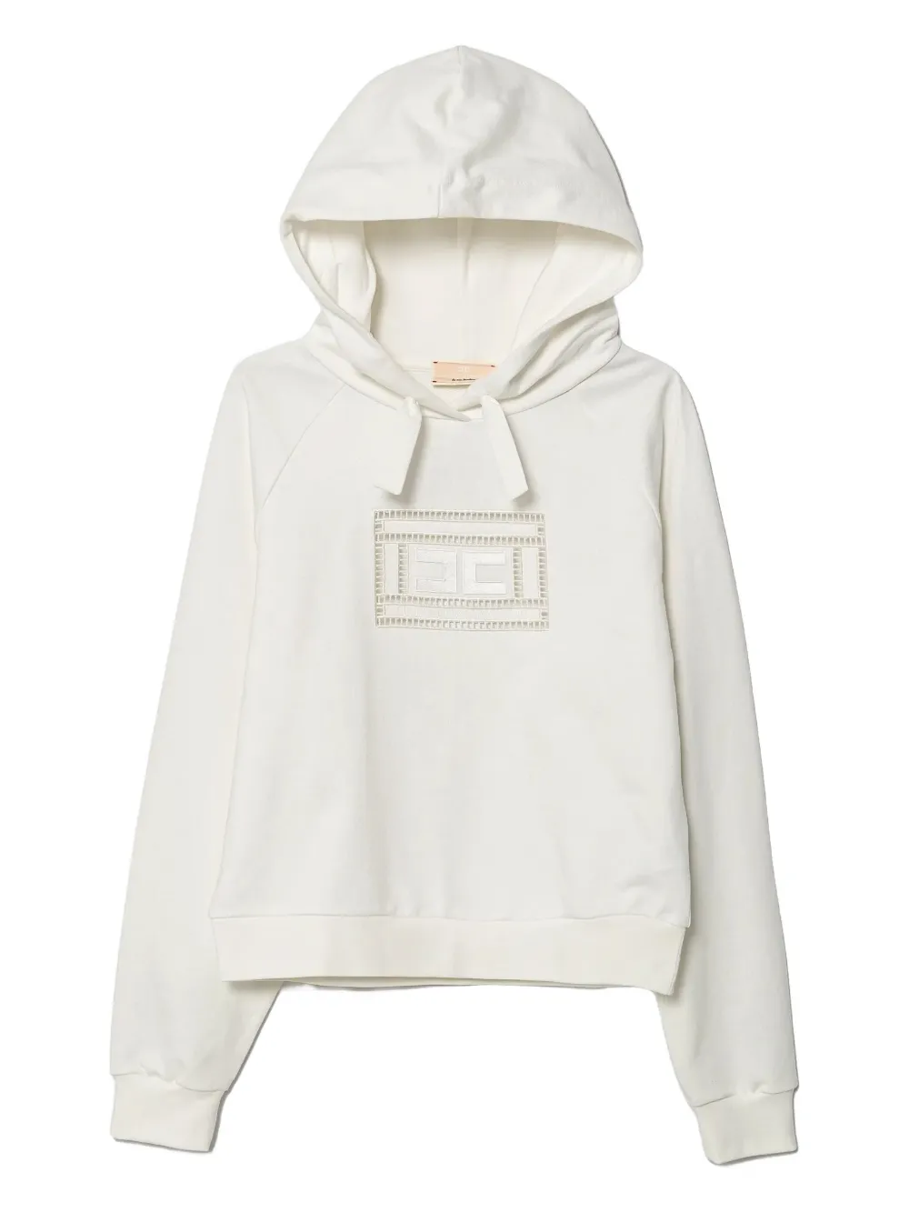 Elisabetta Franchi La Mia Bambina Logo-embroidered Hoodie In Neutral
