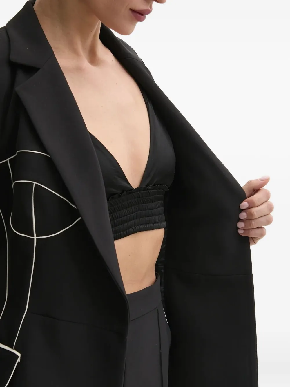 Elisabetta Franchi Blazer met stikseldetail Zwart