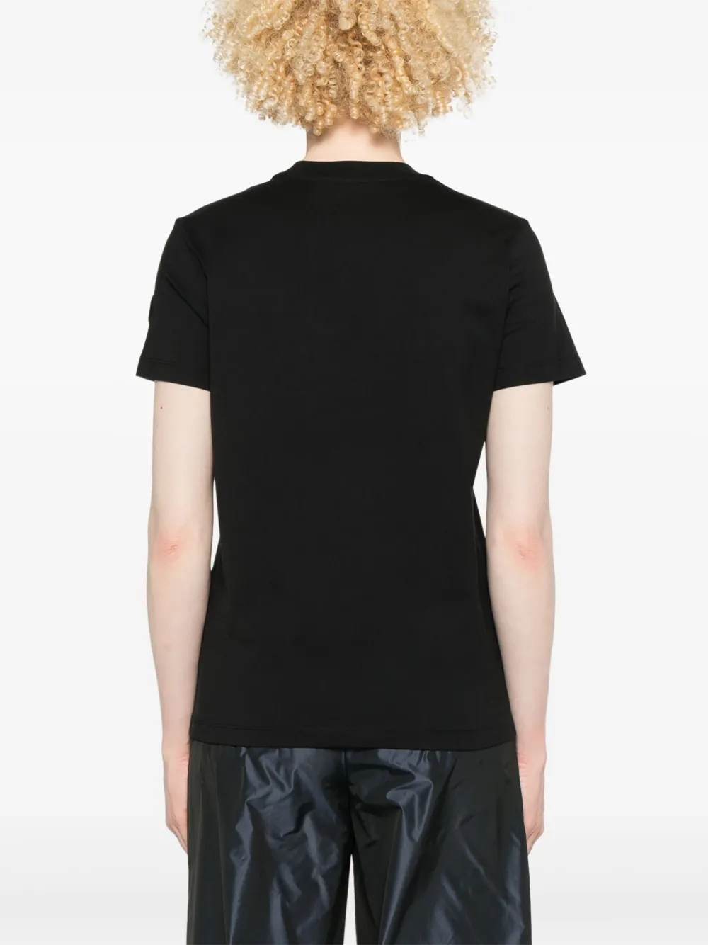 Moncler Katoenen T-shirt met kristalbloemen Zwart