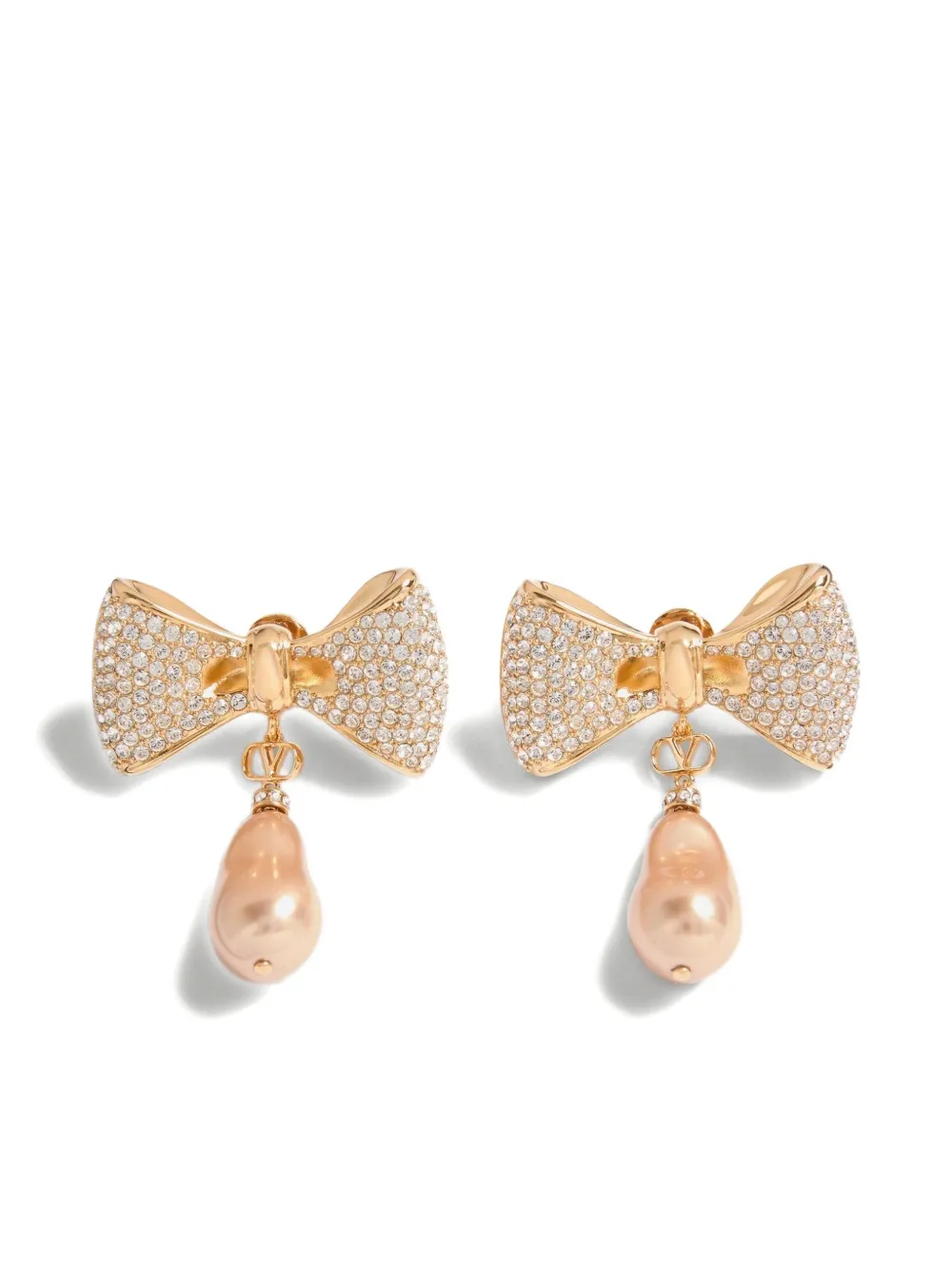 Valentino Garavani San Fin Metal Earrings With Swarovski® Crystals And Pearls