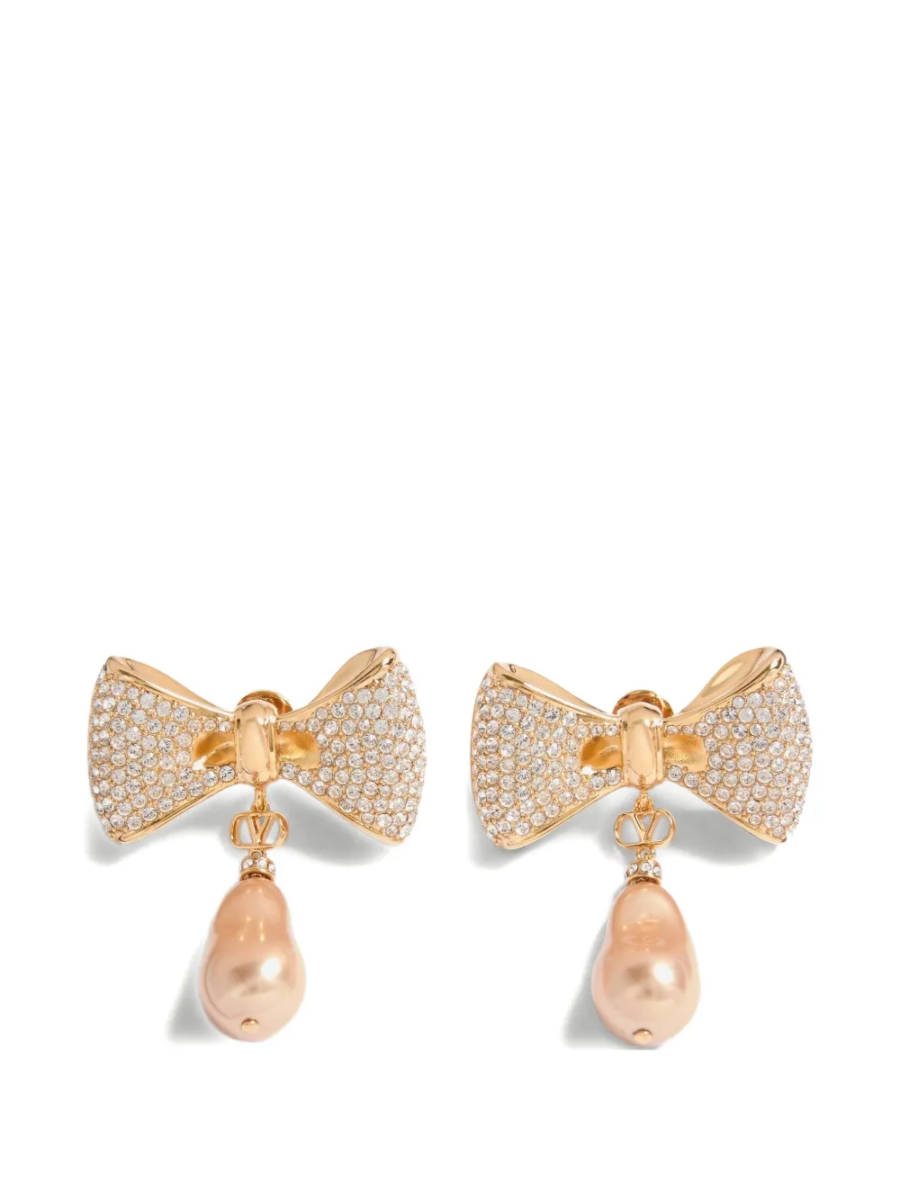 Valentino Garavani SAN FIN METAL EARRINGS WITH SWAROVSKI® CRYSTALS AND PEARLS - A4Z