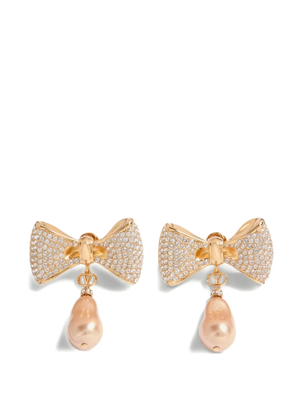Valentino Garavani SAN FIN METAL EARRINGS WITH SWAROVSKI® CRYSTALS AND PEARLS - A4Z