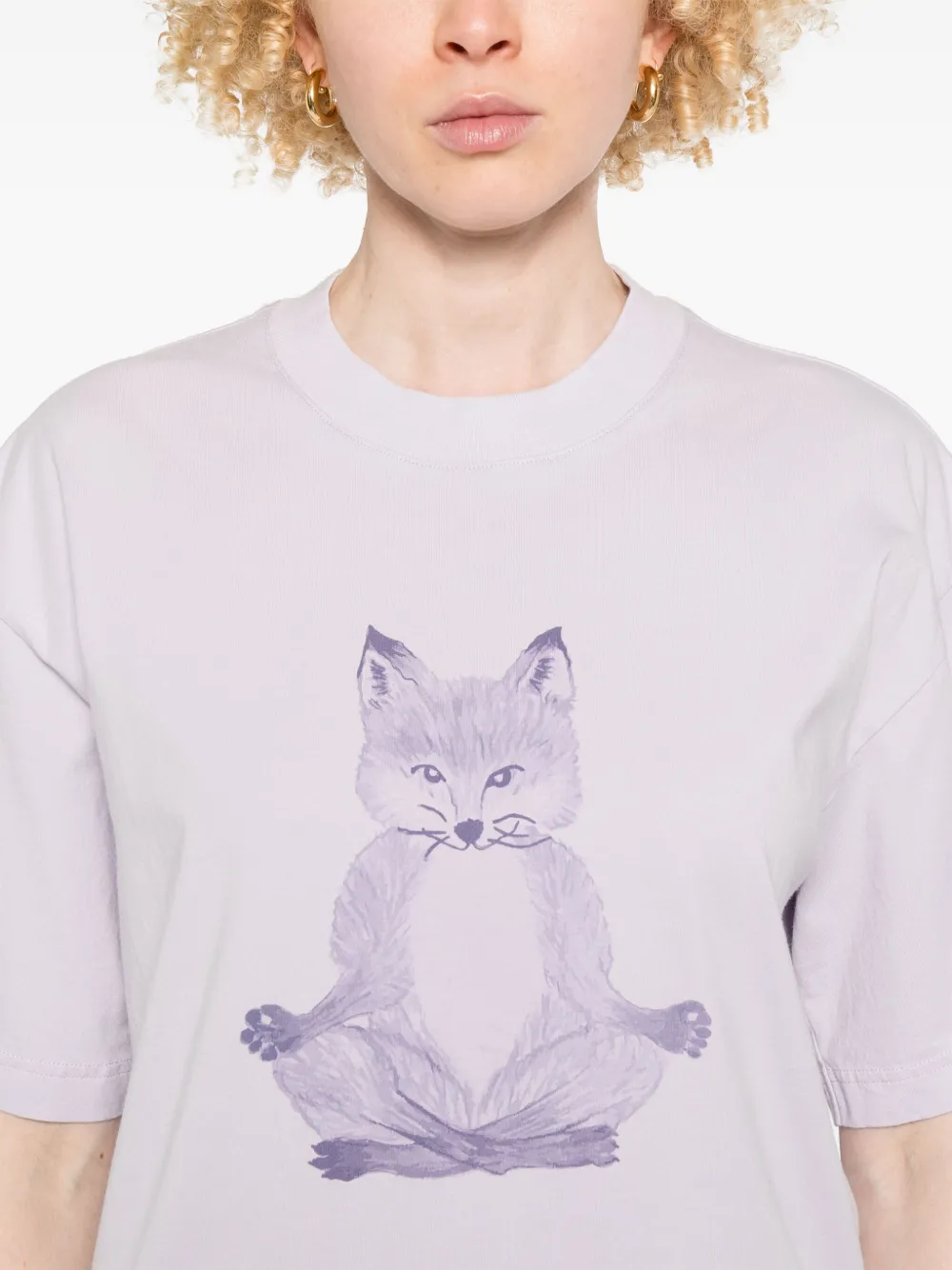 Shop Maison Kitsuné Yoga Fox T-shirt In Purple