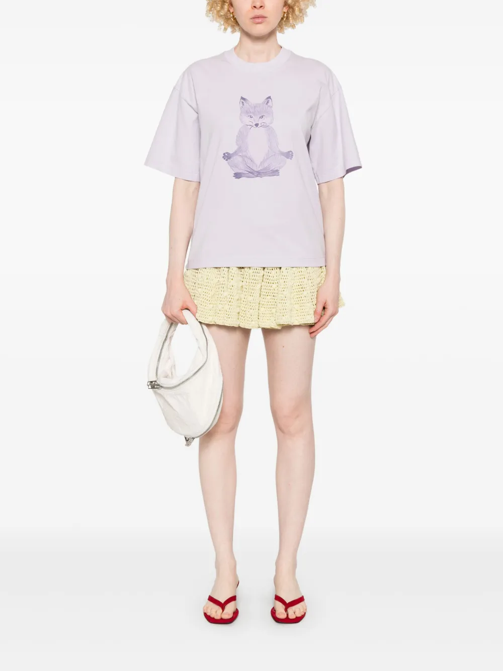 Shop Maison Kitsuné Yoga Fox T-shirt In Purple