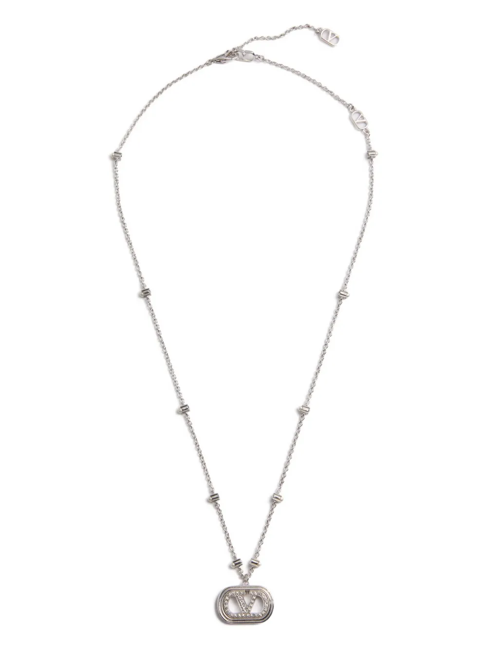 Valentino Garavani Vlogo Signature Metal Necklace With Pearls And Swarovski® Crystals