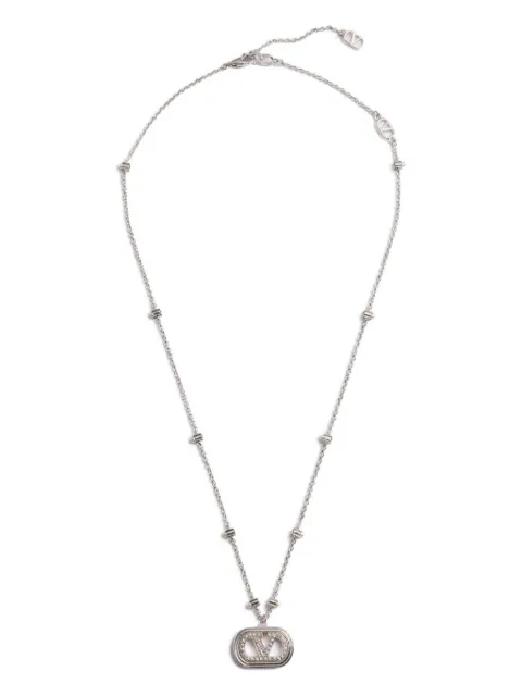 Valentino Garavani silver-tone logo pendant necklace