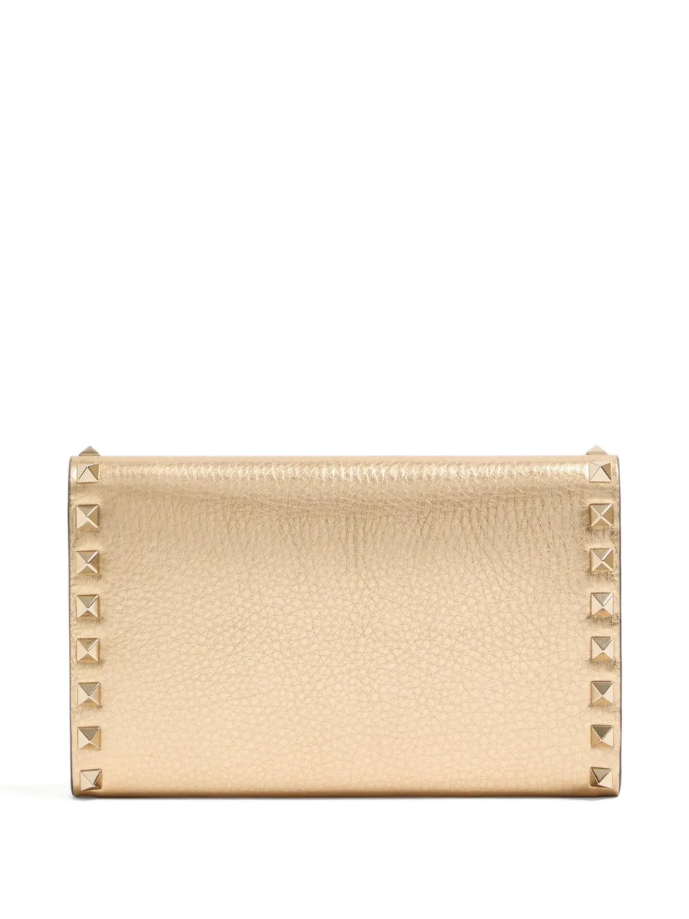  Valentino Garavani Rockstud Studded Leather Wallet - Gold 