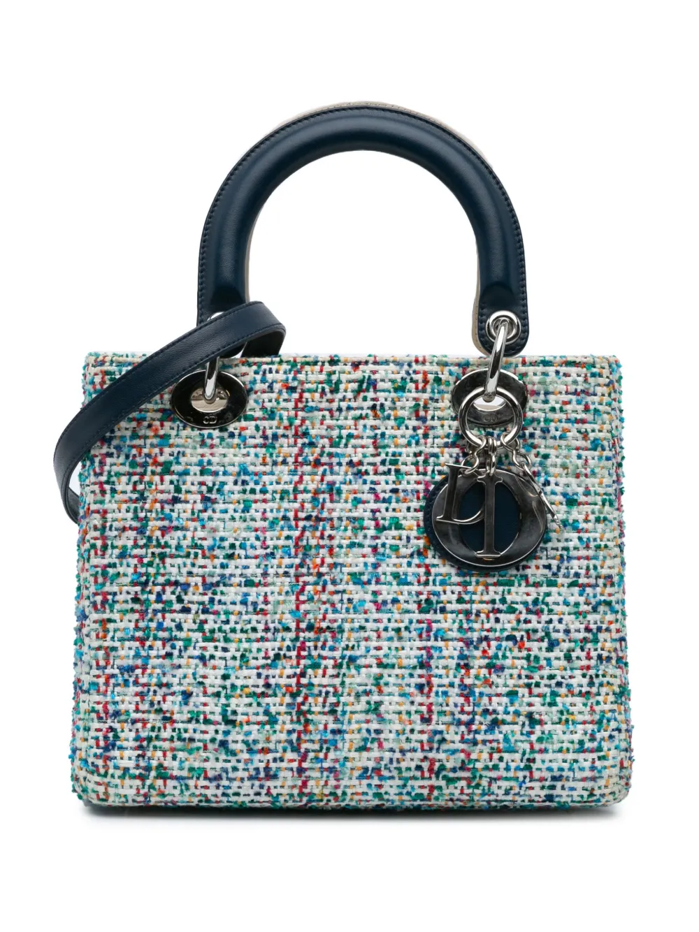 Christian Dior Pre-Owned 2014 ミディアム ツイード レディ ディオール サッチェルバッグ - ブルー Christian Dior Pre-Owned 2014 ミディアム ツイード レディ ディオール サッチェルバッグ - ブルー