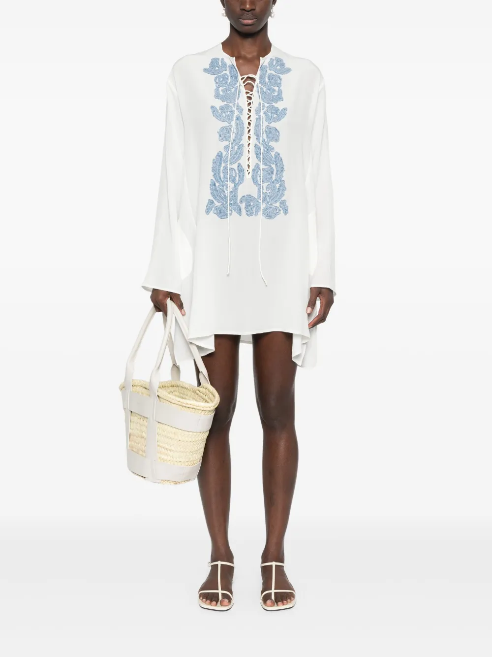 Ermanno Scervino floral-appliqué crepe-de-chine tunic | Tunic Tops & Kaftans | Image 2