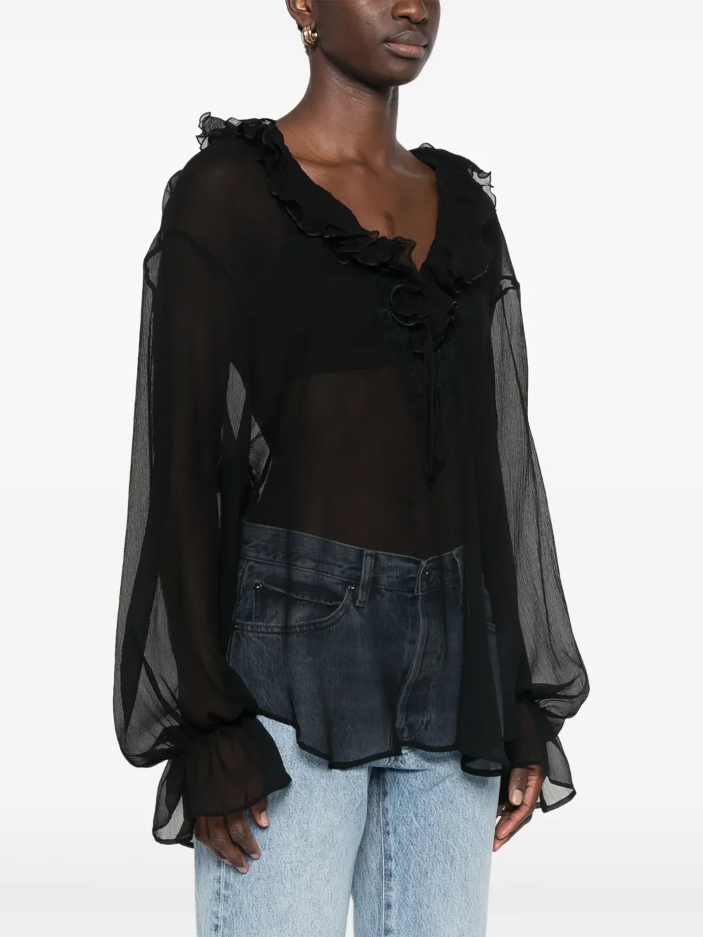 Ermanno Scervino Semi-doorzichtig blouse Zwart