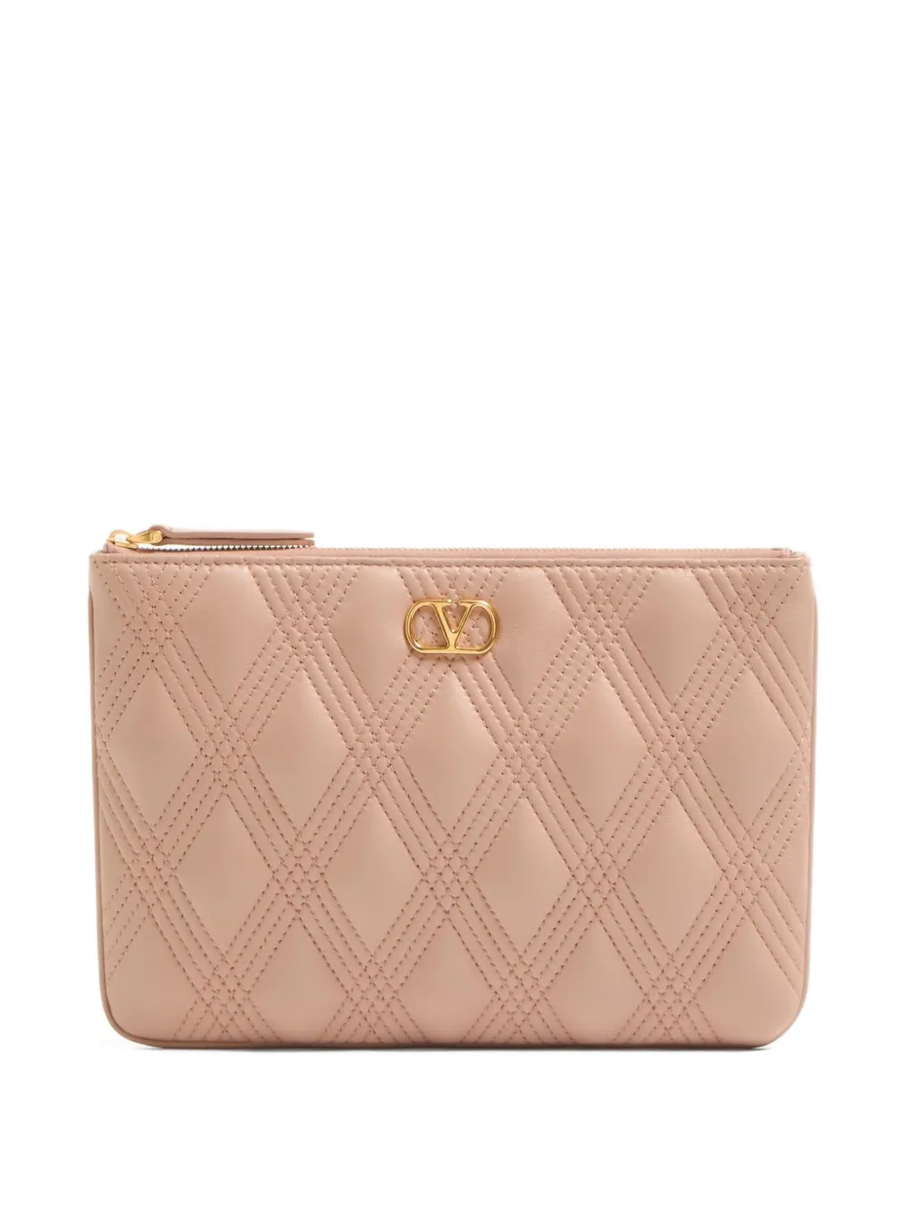 Valentino Garavani QUILTIE 67 POUCH IN QUILTED NAPPA LEATHER - Rosa