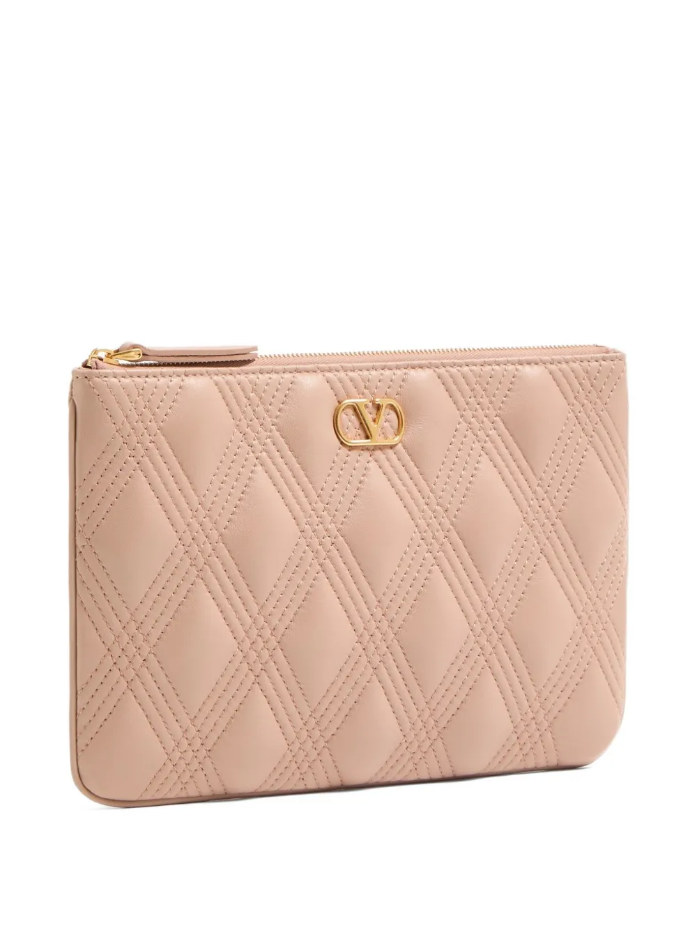 Valentino Garavani Quiltie 67 Leather Clutch Bag | Pink | FARFETCH QA
