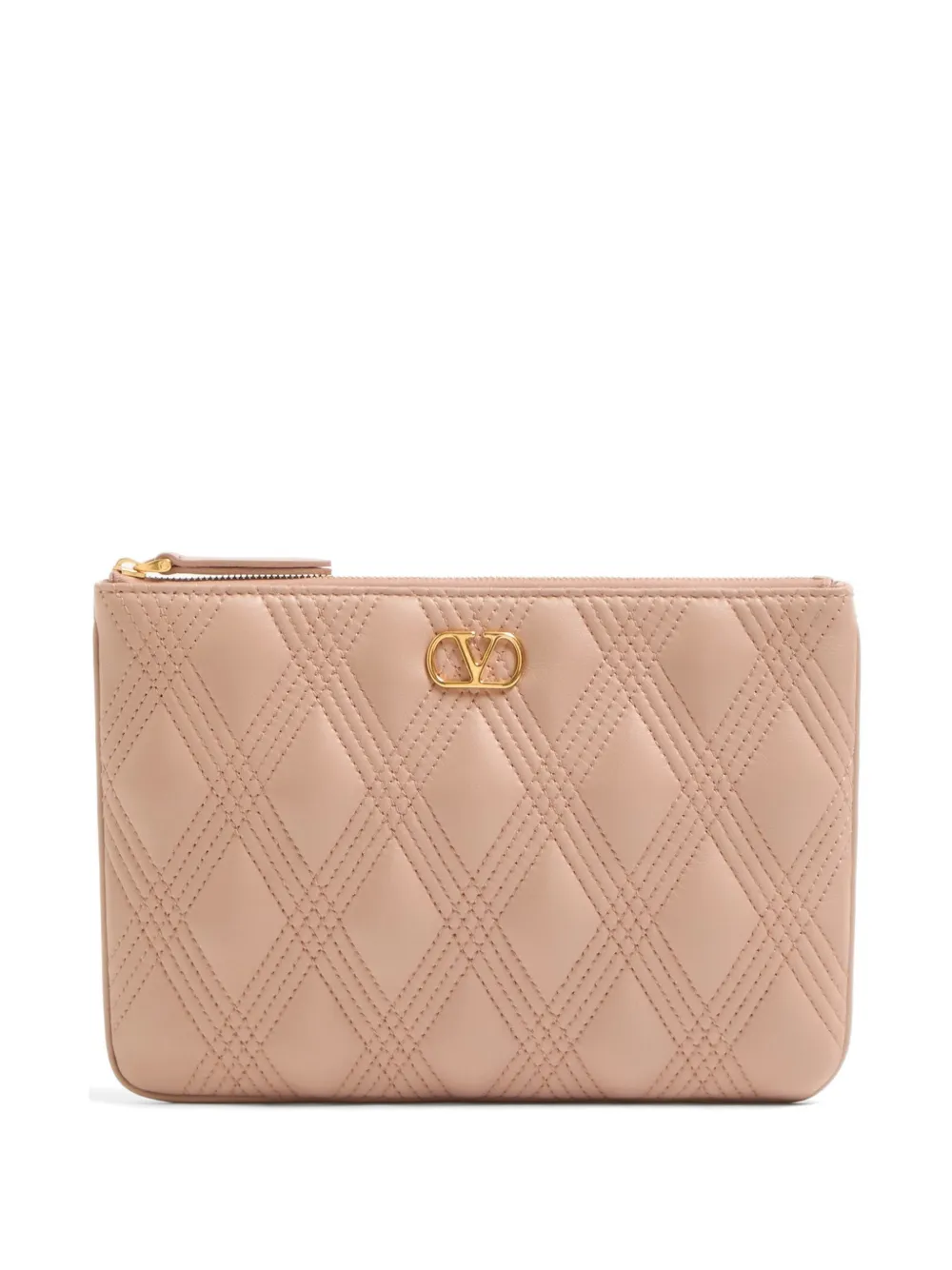 Valentino Garavani QUILTIE 67 POUCH IN QUILTED NAPPA LEATHER - Rosa
