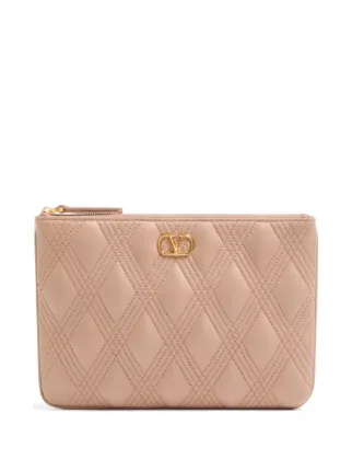 Valentino Garavani Quiltie 67 Leather Clutch Bag | Pink | FARFETCH