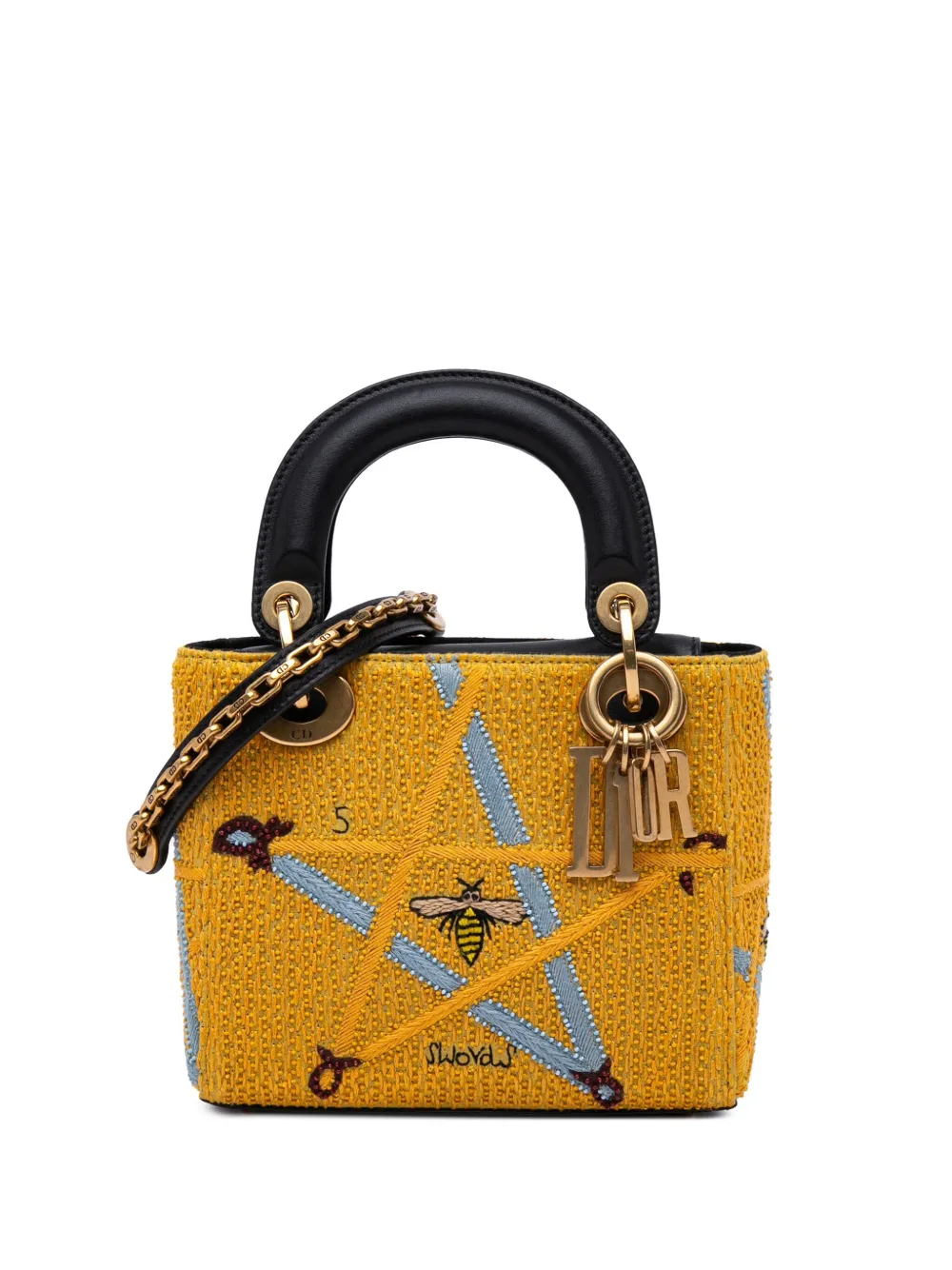Christian Dior Pre-Owned 2017 ミニ エンブロイダリーキャンバス ソード レディ ディオール サッチェルバッグ Christian Dior Pre-Owned 2017 ミニ エンブロイダリーキャンバス ソード レディ ディオール サッチェルバッグ
