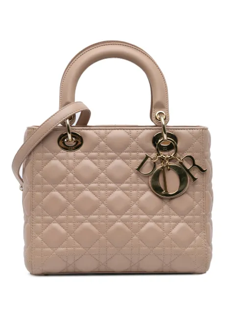 Christian Dior Pre-Owned bolsa satchel Medium Lambskin Cannage Lady Dior 2014