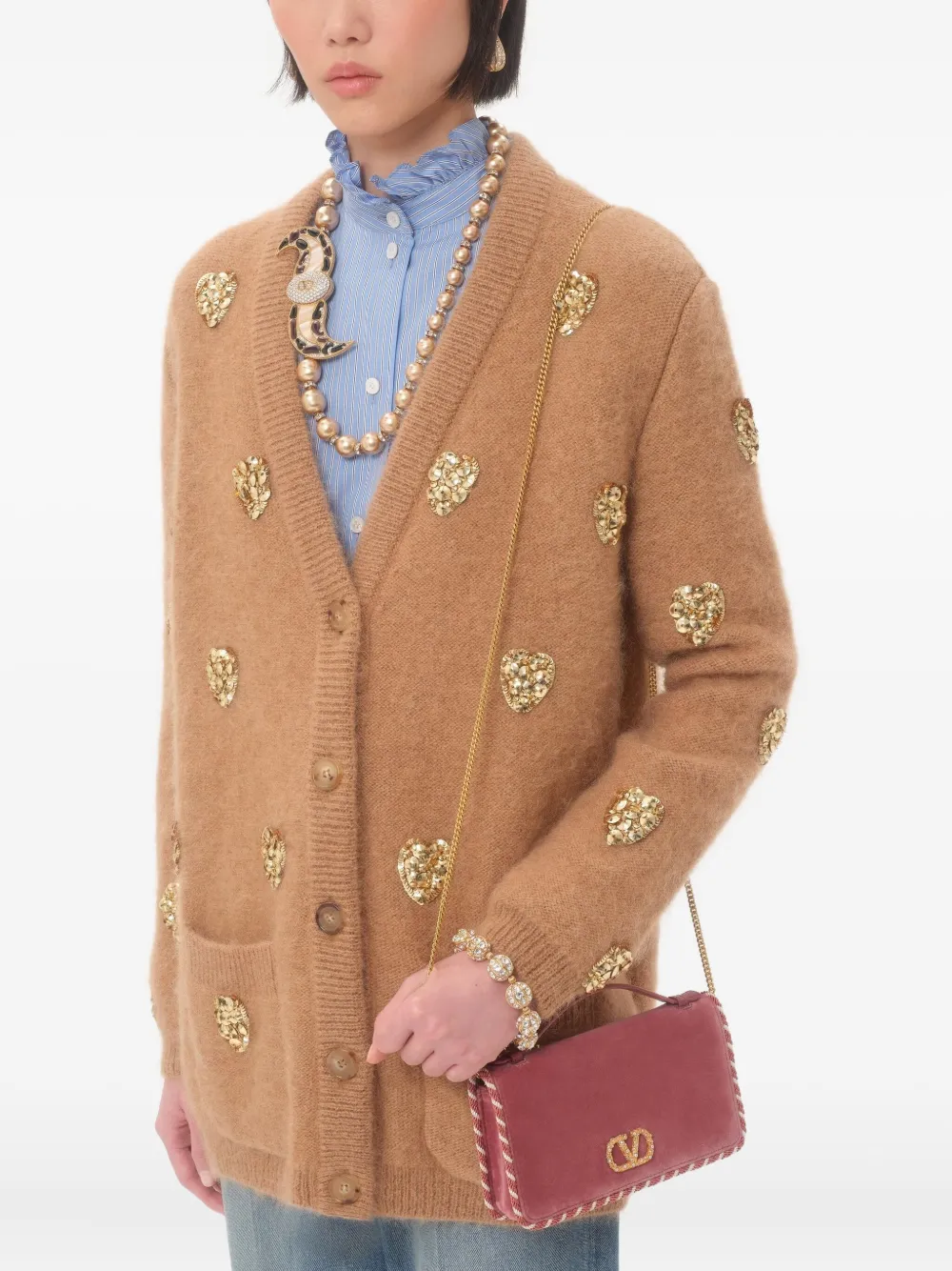 Valentino Garavani Leren handtas met gevlochten rand Roze